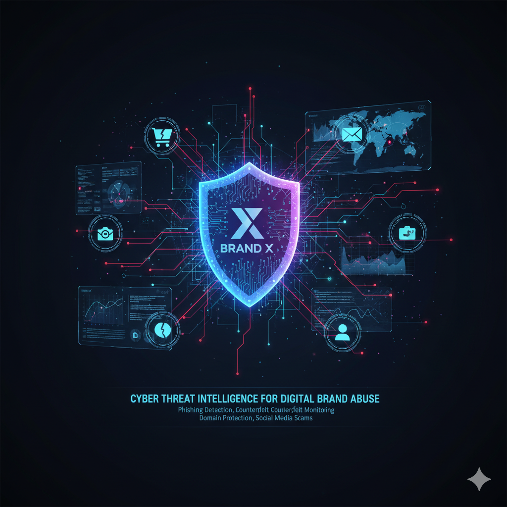 User User Generate an image of Cyber Threat Intelligence for Digital Brand Abuse