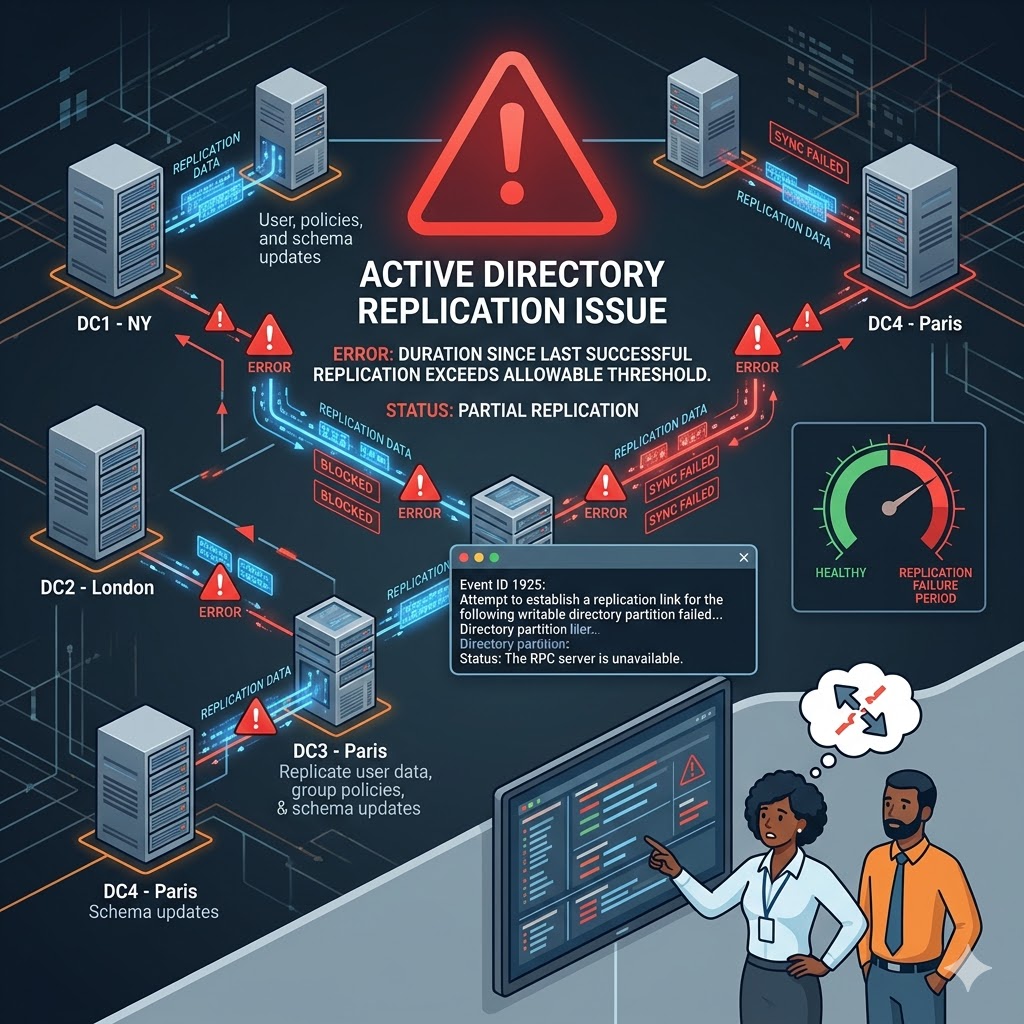 Active Directory replication issues.