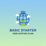 Basic Starter web hosting plan banner with 1GB NVMe SSD, 100GB bandwidth, free SSL, and cPanel for small Dhaka sites.