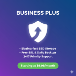 Business Plus Web Hosting Plan Banner With 20GB NVMe SSD, Unmetered Bandwidth, Multiple Sites, and LiteSpeed for Dhaka Enterprises.
