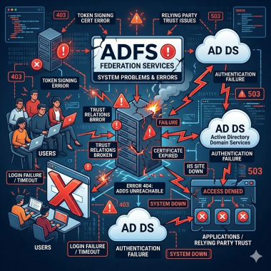 Active Directory Federation Services (ADFS) problems.
