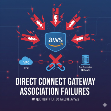 Direct Connect gateway association failures.