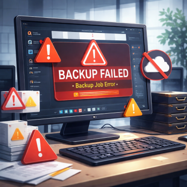Failed backups or backup job errors.